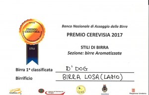 Premio Cerevisia 2017 birra  D'Dog
