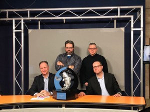 Silvio Smania, Roberto Berardi, Pierluigi Piro e Matteo Mittica  Con il trofeo negli studio di Tv9