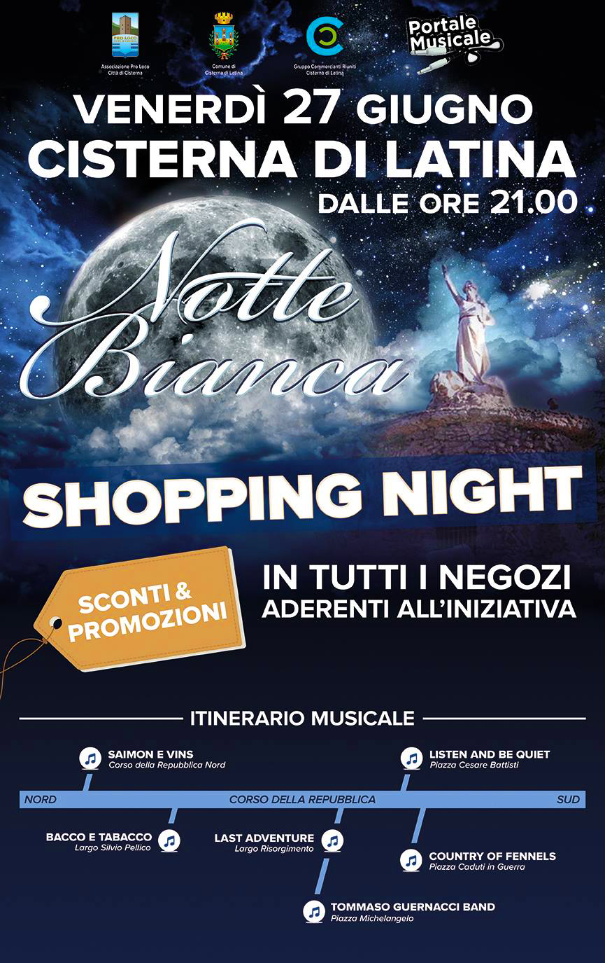 Cisterna:  Venerdì “Notte Bianca”