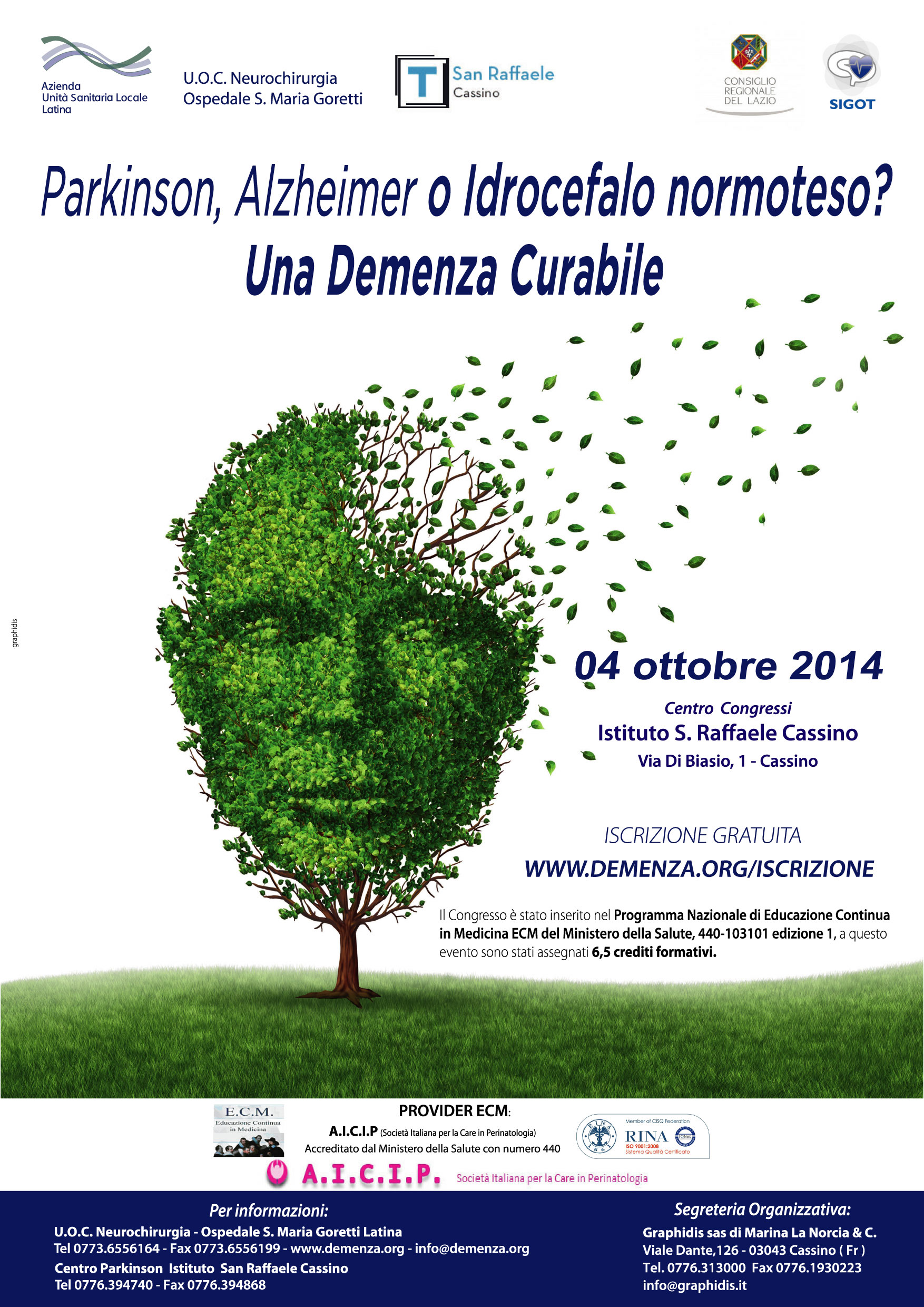 “Parkinson, Alzheimer o Idrocefalo Normoteso ? Una demenza curabile”:  il congresso