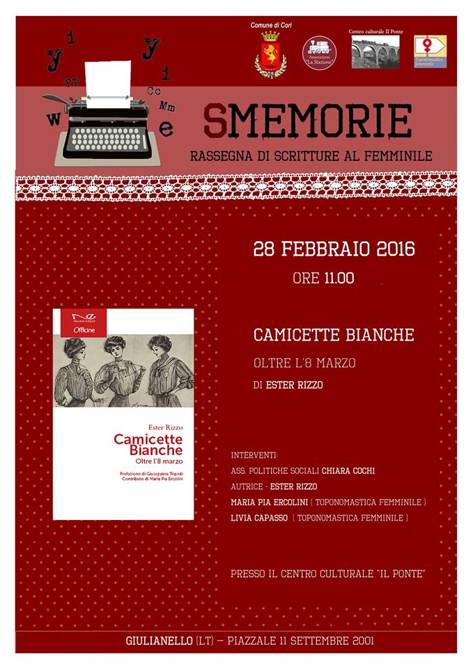 ‘Camicette bianche. Oltre l’8 Marzo’ il libro di Ester Rizzo