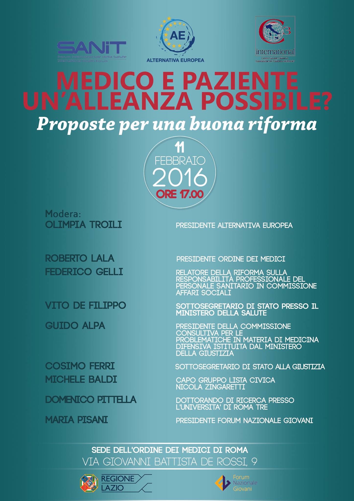 Convegno “Medico e paziente, un’alleanza possibile? Proposte per una buona riforma”