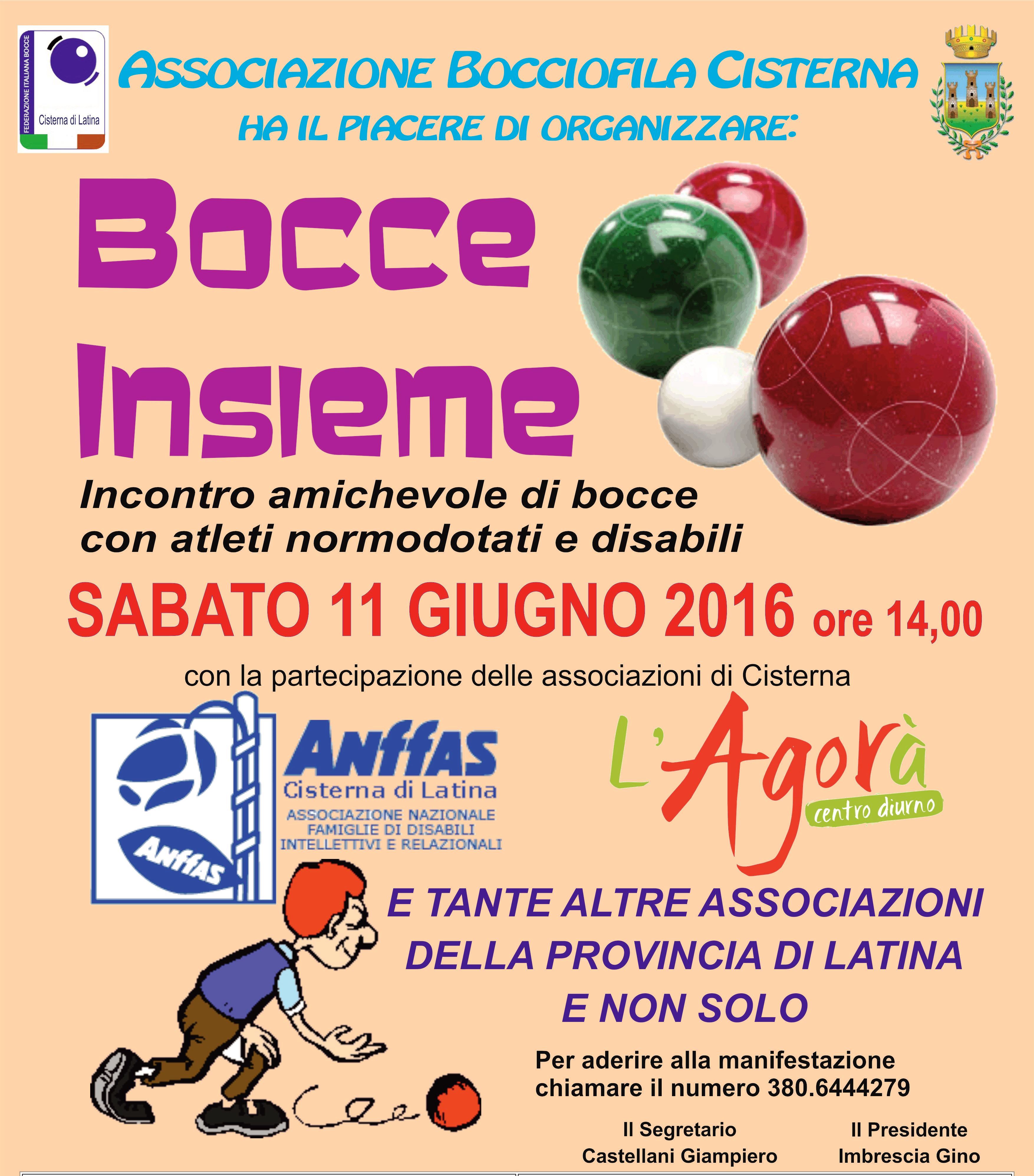 “Bocce insieme”, domani pomeriggio a Cisterna  evento sportivo con associazioni e centri per disabili