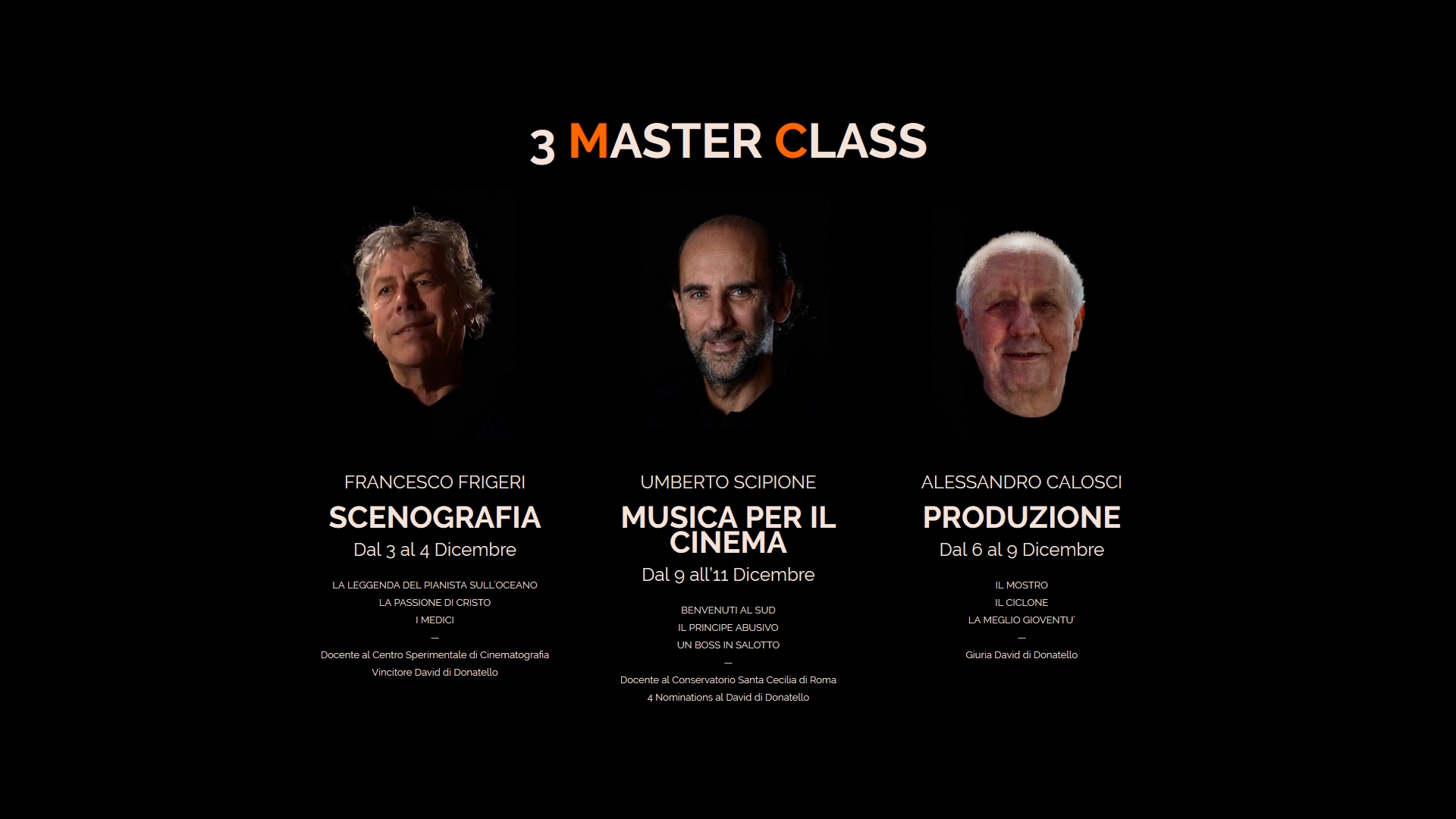 Latina Film Commission presenta: Tre Master Class D’Autore