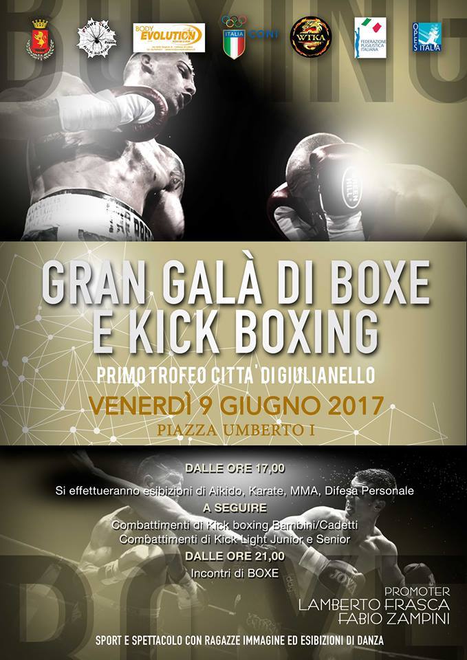 I° Trofeo Città di Giulianello, venerdì il Gran Galà della Boxe e Kick Boxing