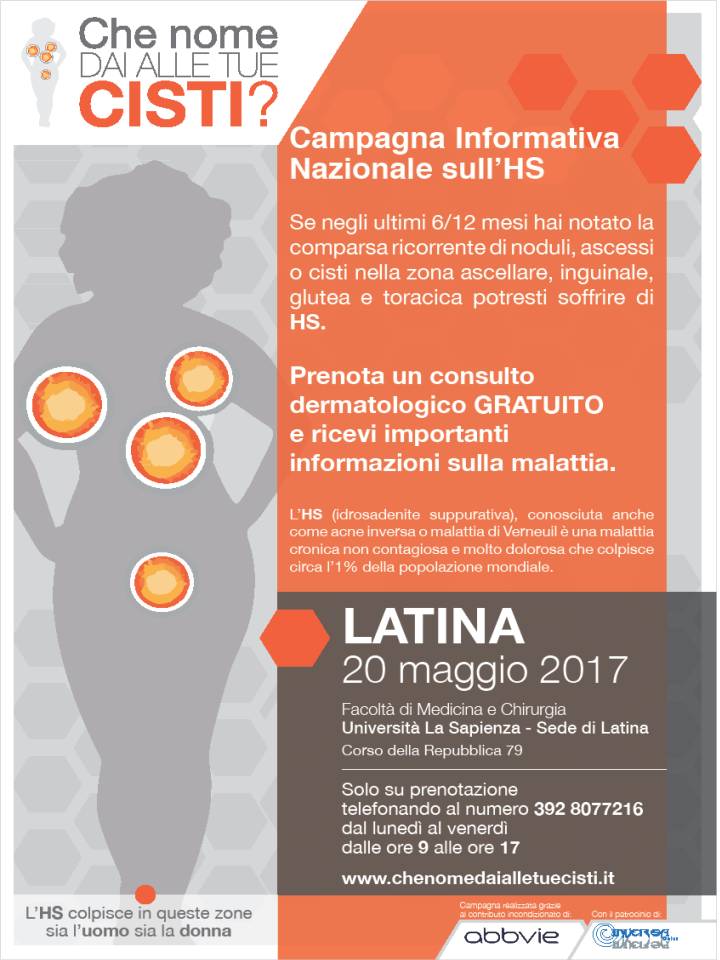 A Latina la Campagna Nazionale  per i malati di Idrosadenite Suppurativa