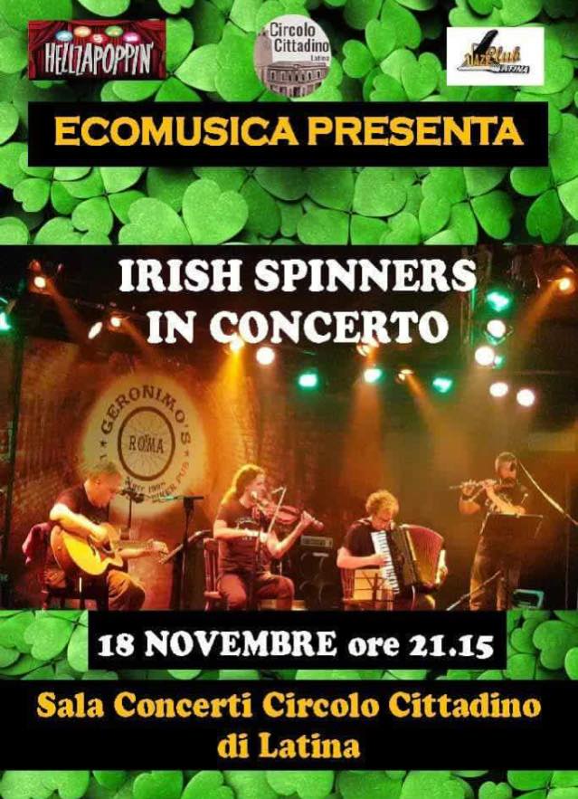 La Grande musica Irlandese approda a Latina con il concerto degli Irish Spinners e Marcello De Dominicis