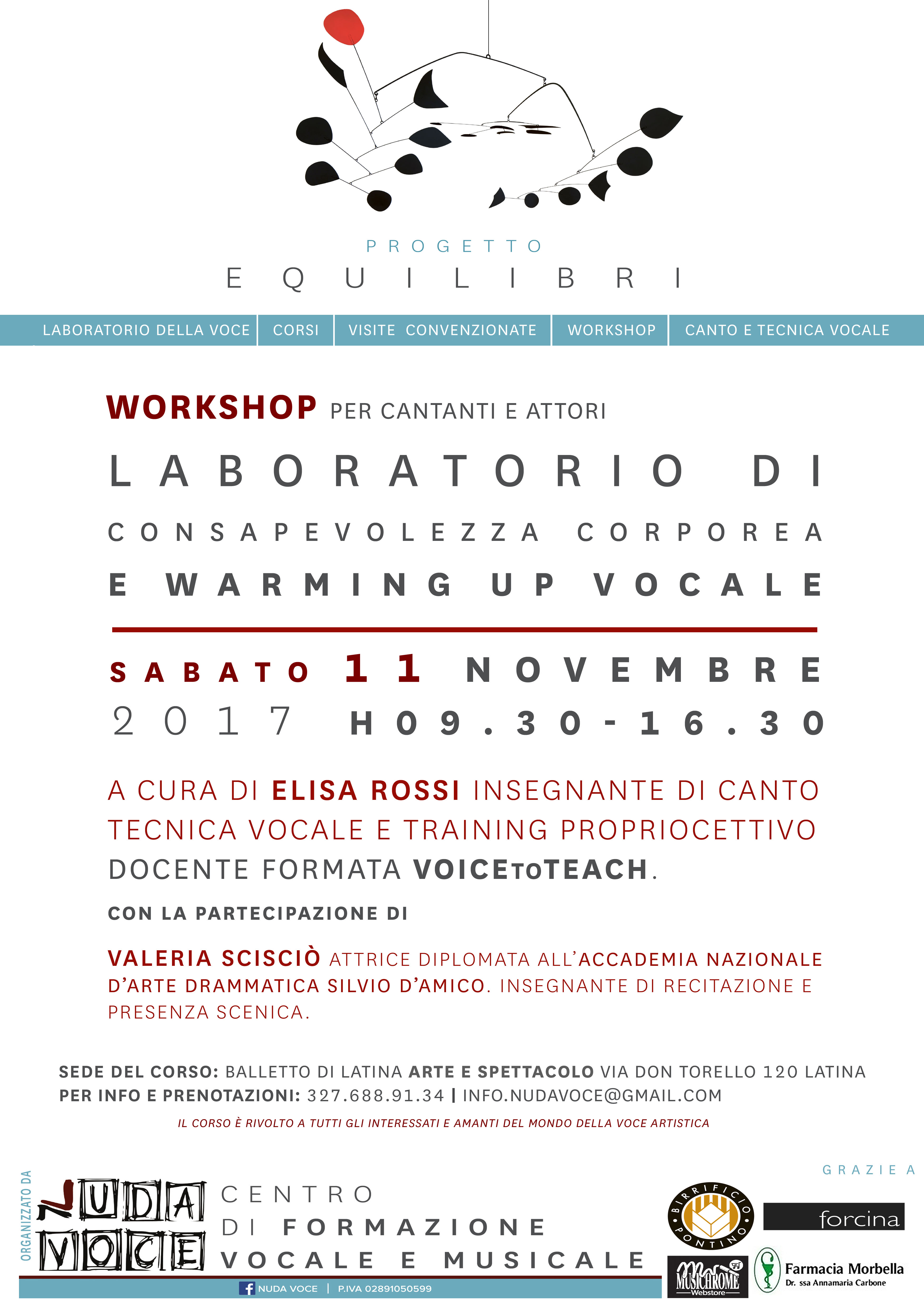 Sabato, laboratorio di Consapevolezza Corporea e Warming Up Vocale con Elisa Rossi e Valeria Scisciò