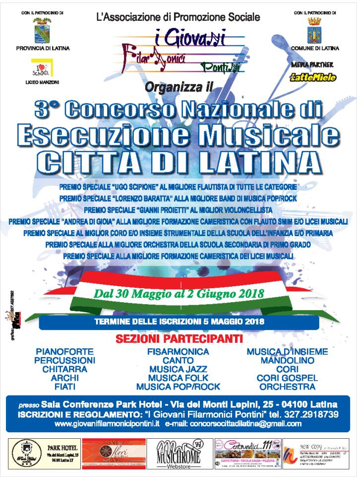 3º Concorso Nazionale di Esecuzione Musicale “Città di Latina”