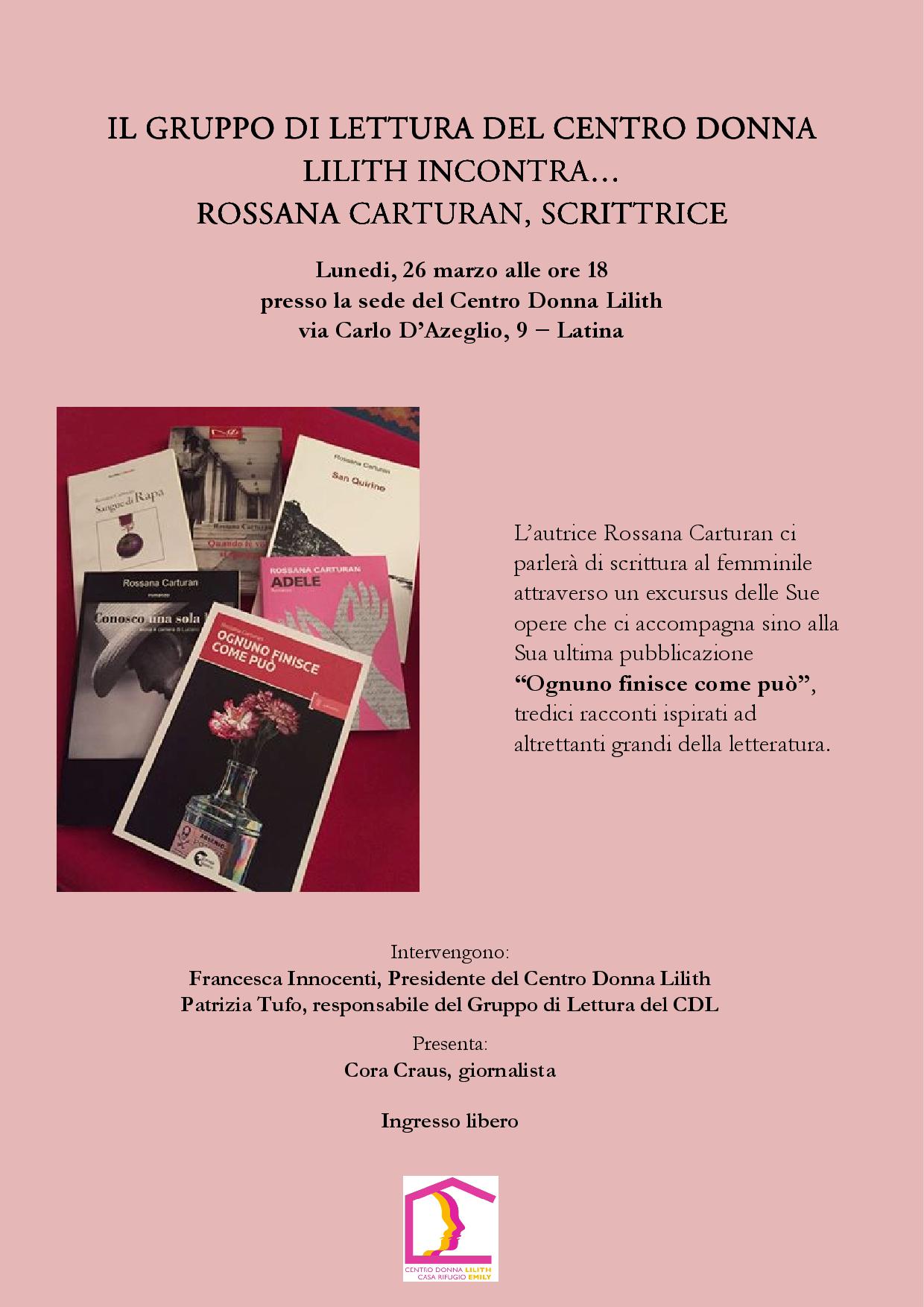 Il Centro Donna Lilith incontra … Rossana Carturan