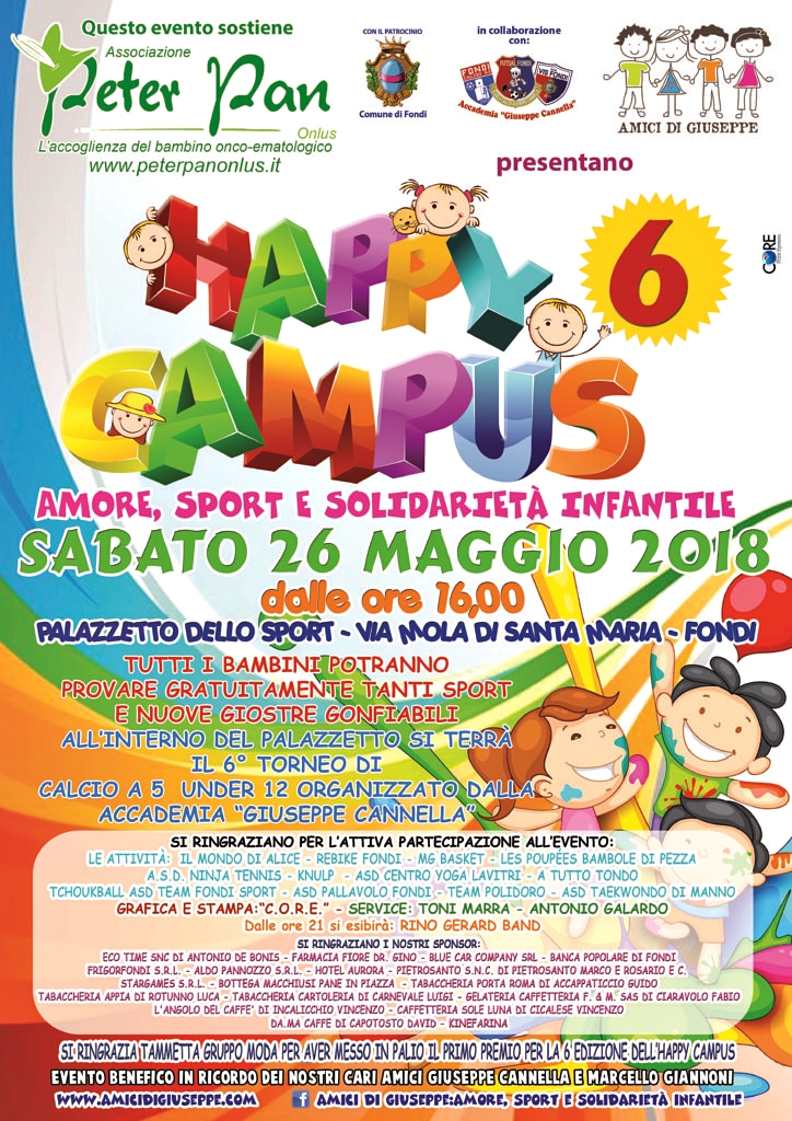 Fondi : “Happy Campus – Amore, sport e solidarietà infantile”