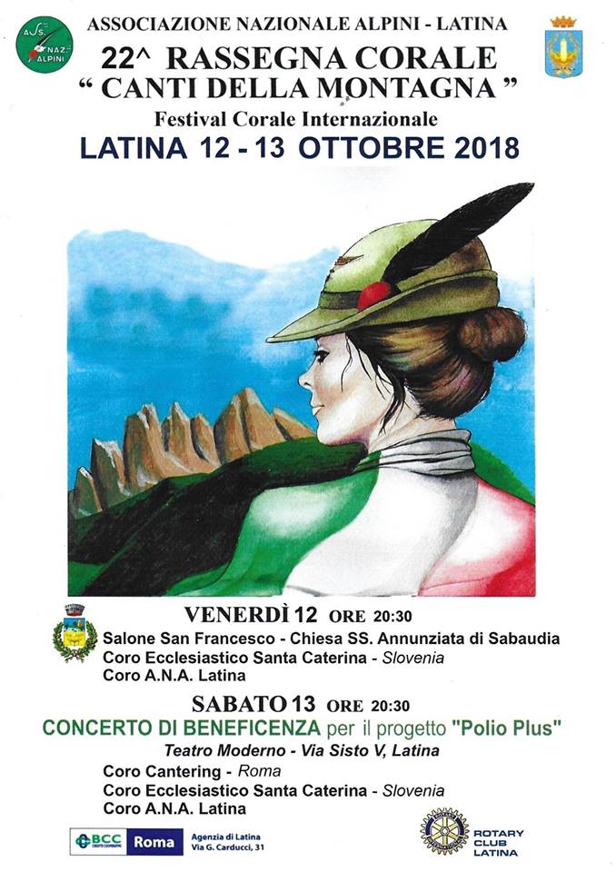 Sabato 13 ottobre la 22ª Rassegna Internazionale “Canti della Montagna”