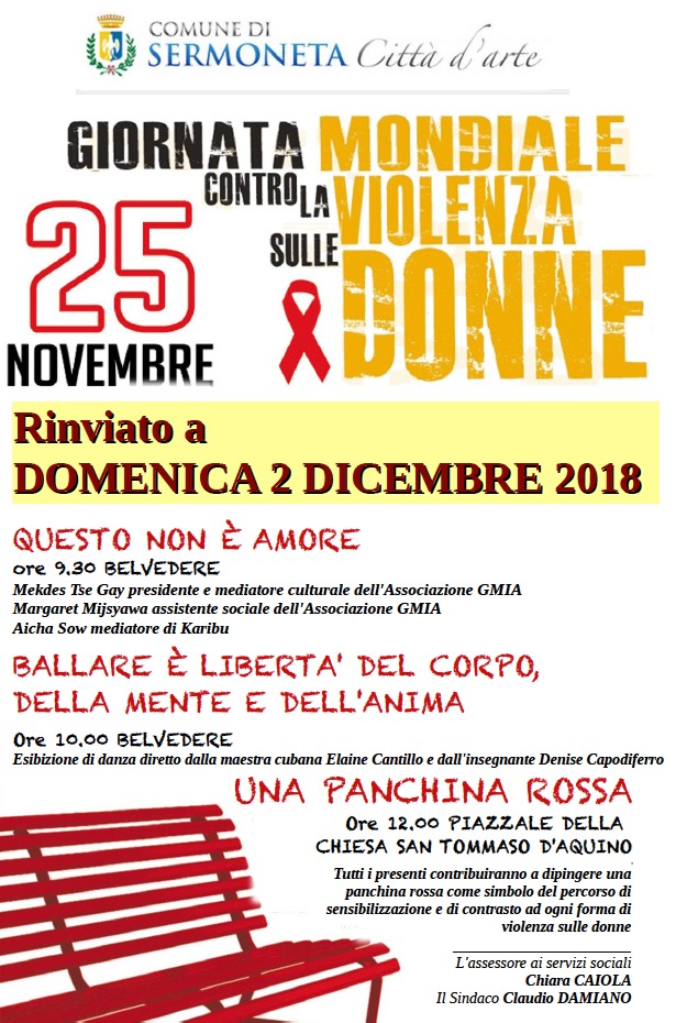 Il 2 dicembre Sermoneta dice No alla violenza sulle donne