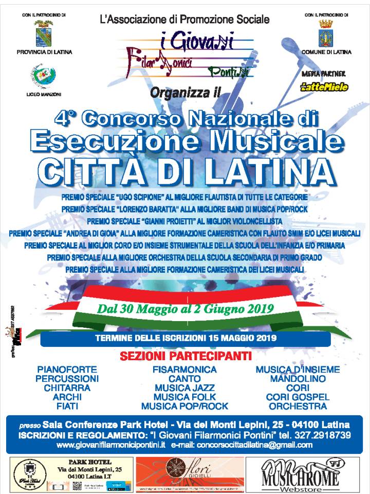 Torna il Concorso Nazionale di Esecuzione Musicale “Città di Latina ”