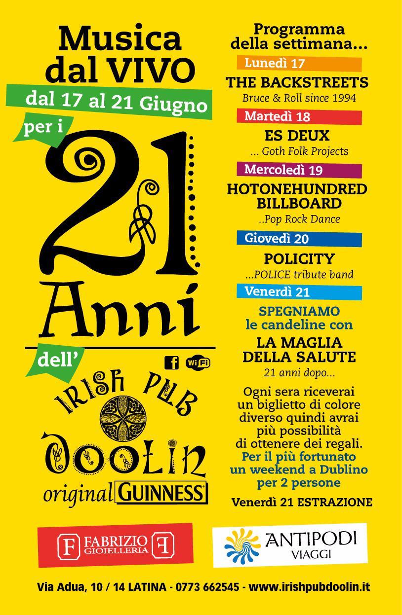 Latina: Cinque giorni di festa per i 21 anni dell’Irish Pub Doolin