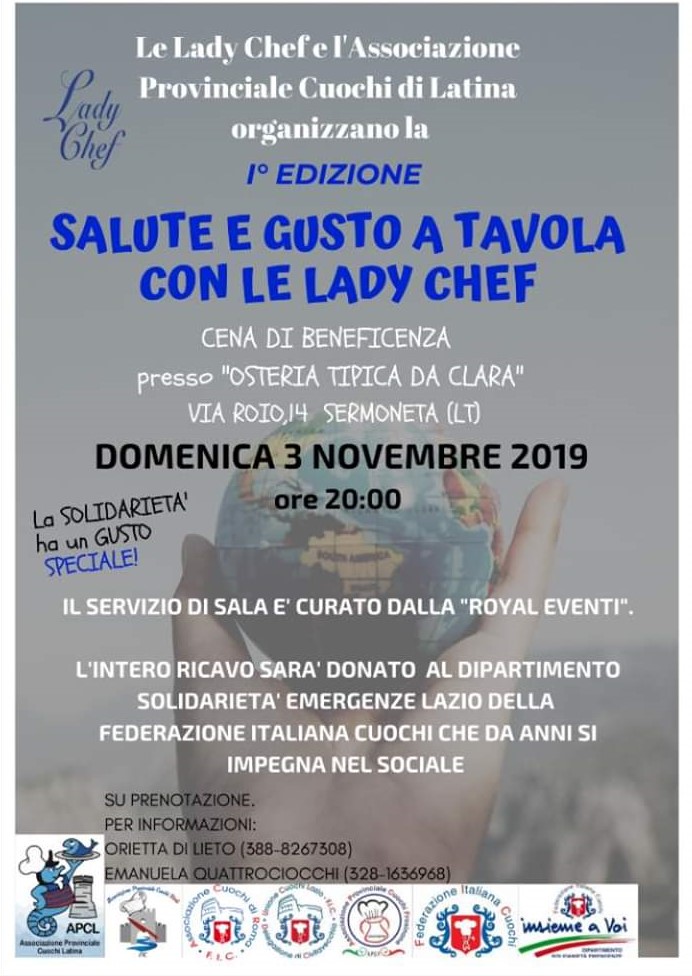 Tutto pronto per la 1ᵃ edizione di “Salute e Gusto in Tavola con le Lady Chef”