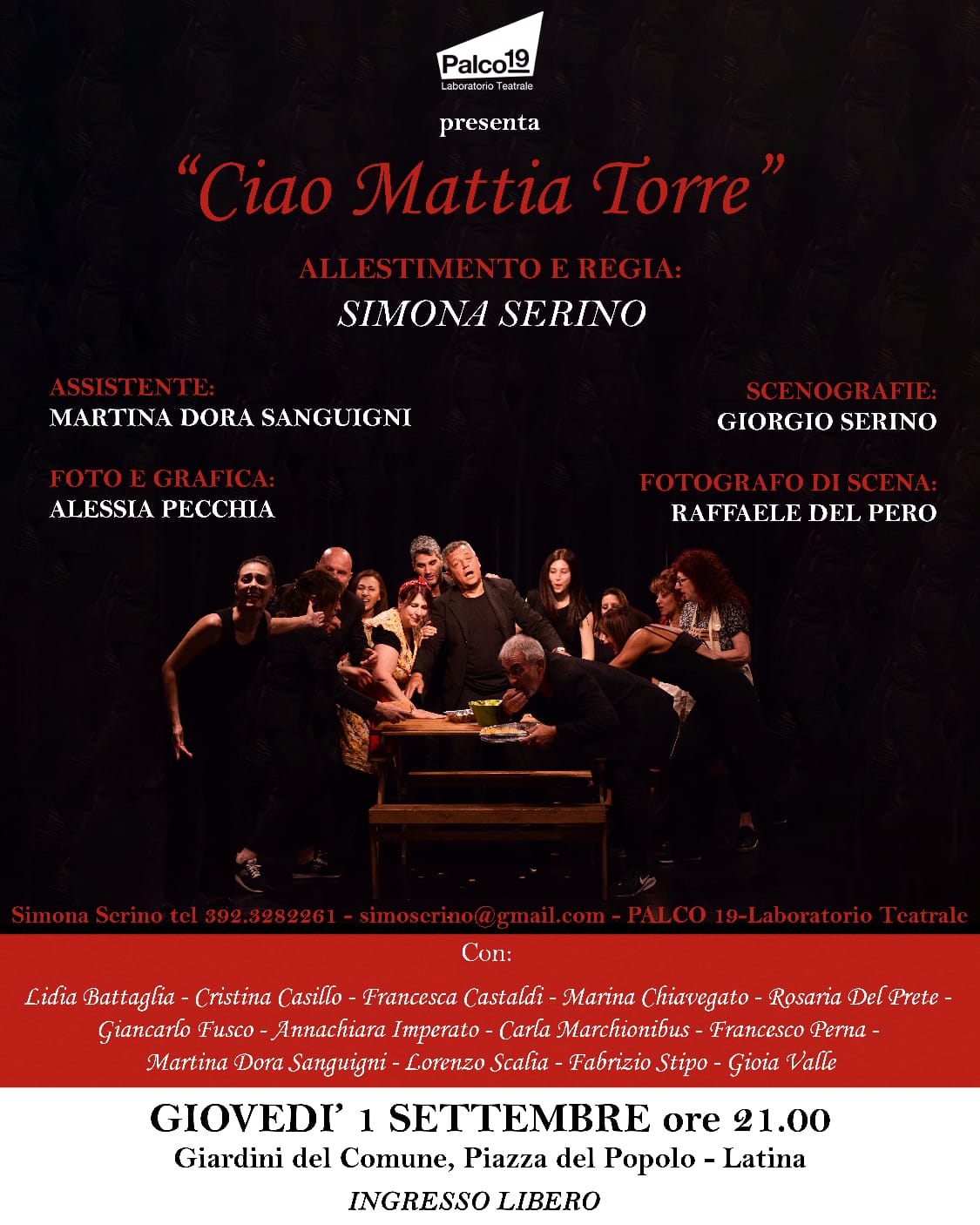 Palco 19 nei Giardini del Comune con ‘Ciao, Mattia Torre’. Ingresso gratuito