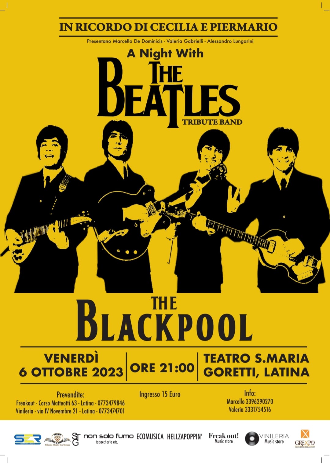 Musica:  “A night with The Beatles”  in ricordo di Piermario De Dominicis e Cecilia Mazzuca