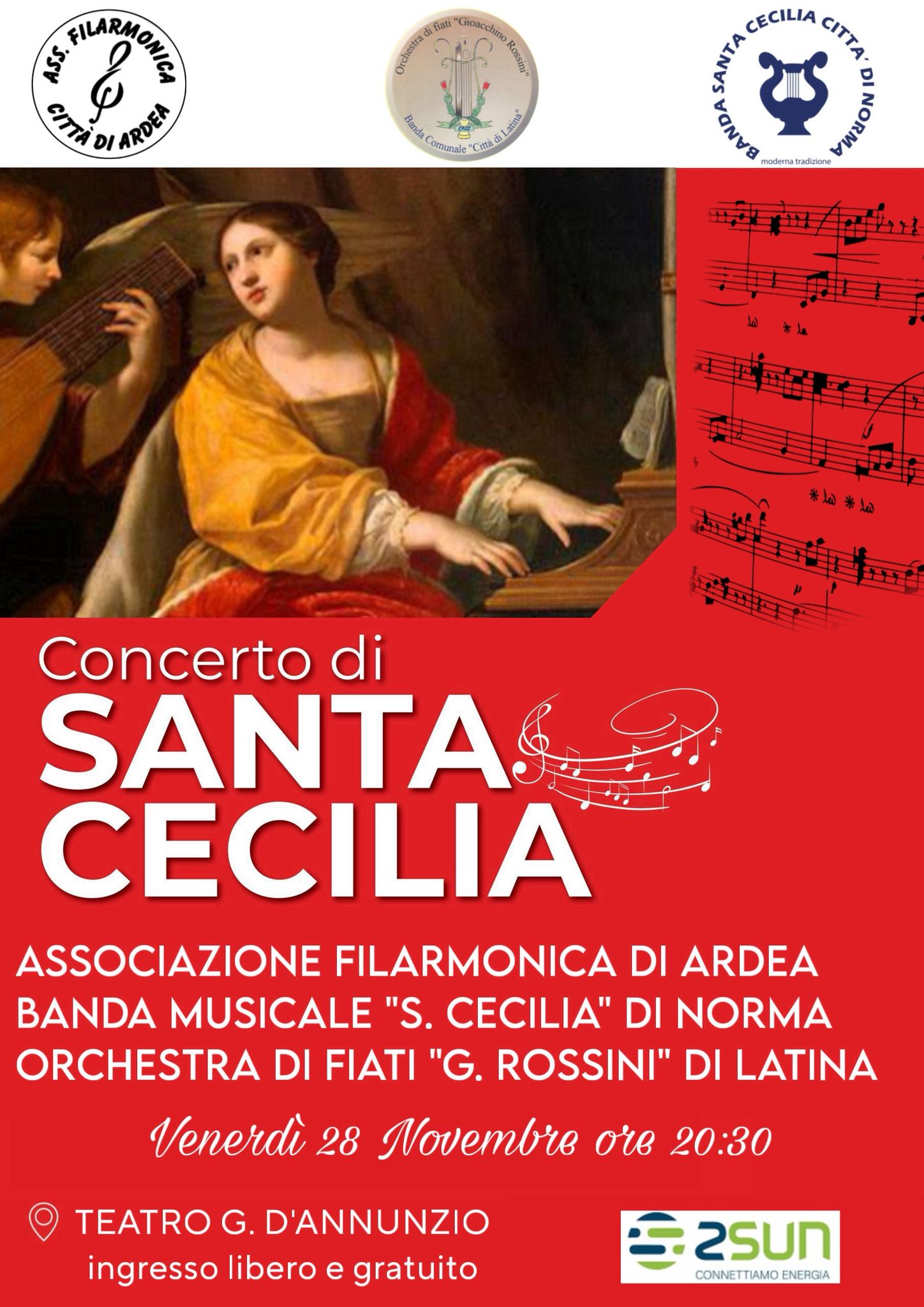 Latina: Il Teatro D’Annunzio si accende per Santa Cecilia